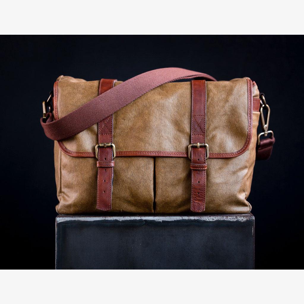 Roma Olive Green Waxed Canvas Camera Bag