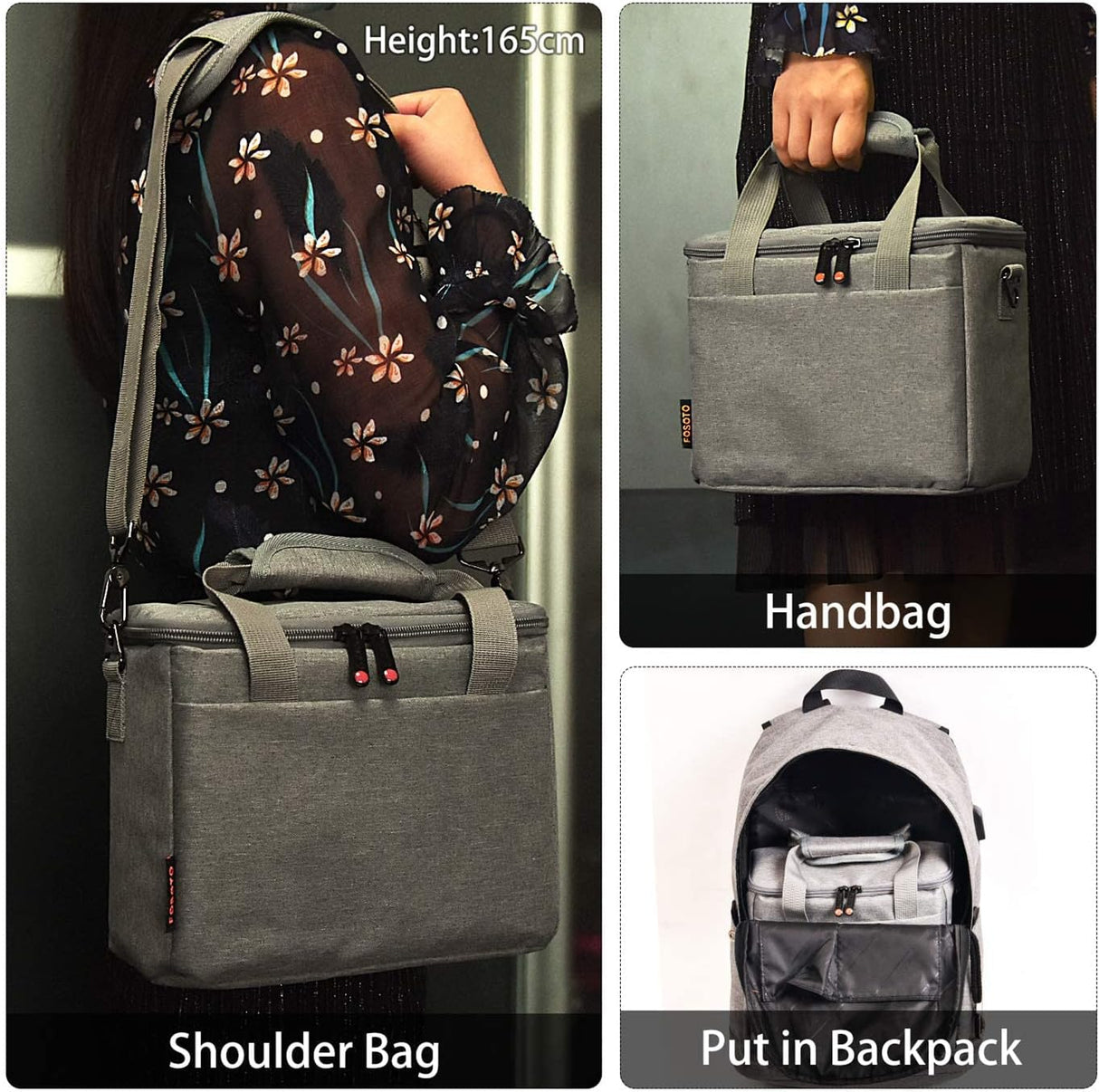 FOSOTO Shockproof Waterproof DSLR SLR Camera Case Bag Shoulder Bag for 1 Camera, 1 or 2 Lenses and Photo Accessories for Canon 700D 1200D 600D, Nikon Sony a7 II a6400, Panasonic