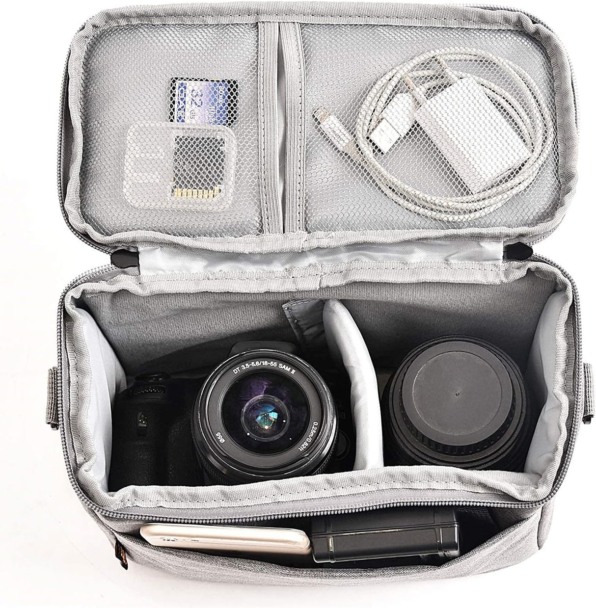 FOSOTO Shockproof Waterproof DSLR SLR Camera Case Bag Shoulder Bag for 1 Camera, 1 or 2 Lenses and Photo Accessories for Canon 700D 1200D 600D, Nikon Sony a7 II a6400, Panasonic