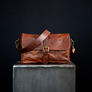París Cognac Leather Camera Bag