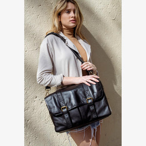 Roma Black Leather Camera Bag