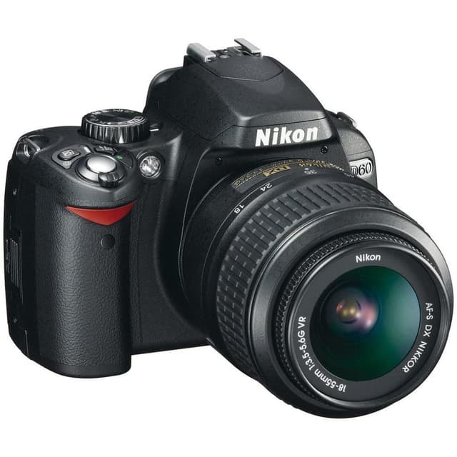 D60 SLR - Zwart + Nikon AF-S DX Nikkor 18-55 mm f/3.5-5.6G VR · hoofdafbeelding